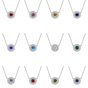 RENSINO New Arrivals 925 Sterling Silver Rows of Diamonds Necklace with 12 Birthstones