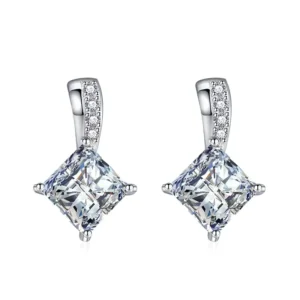 RENSINO New Arrivals Fashion Silver Plated Jewelry Square Diamond Multiple Colors Micro Inlaid Zircon Earrings for Women