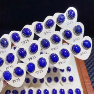 RENSINO New Arrivals Fine Fashion Jewelry S925 Silver Oval Shaped Natur Blue Lapis Lazuli Crystal Earrings for Sale