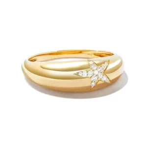 RENSINO New Arrivals Popular Fashion Jewelry 18k Gold Zircon Dome Five Pointed Star Ring