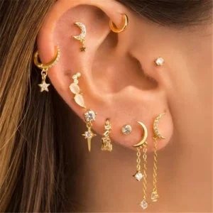 RENSINO New Arrive Ear Piercing Jewelry Flower Ear Hoop Diamond S925 Silver Cartilage Earring Body Piercing Jewelry