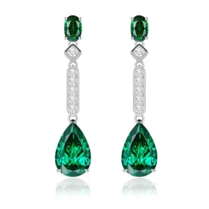 RENSINO New Collection Classic Pear Cut 5 Ct High Quality Green Zircon 8*12 Earring 925 Sterling Silver Drop Earrings Women Gift
