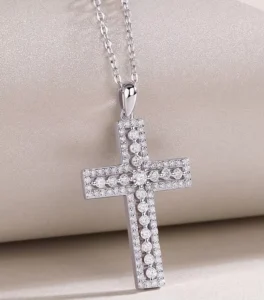 RENSINO New Cross Pendant Moissanite Jewelry 925 Silver D Color VVS GRA Moissanite Necklace for Women
