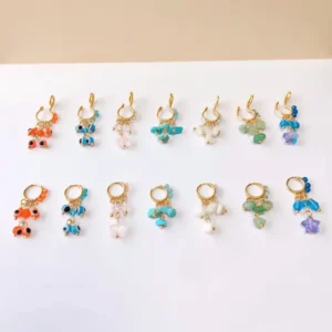 RENSINO New Crystal Health Nose Piercing Stainless Steel Natural Stone Nose Rings with Nose Ring Bulk Piercing Jewelry