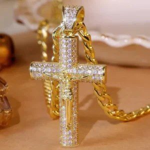 RENSINO New Design Fashion 925 Sterling Silver Necklace Religious Jewelry for Women Girls Cross Charm Necklace