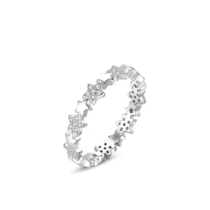 RENSINO New Design Fine Jewelry 925 Sterling Silver Inlaid Zirconia Star Finger Ring for Women