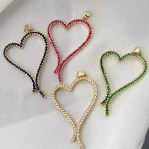 RENSINO New Design Micro Pave Zircon Heart Charm Pendant Fashion Jewelry
