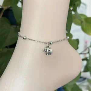 RENSINO New Design Silver Color Stainless Steel Elephant Charms Women Anklets
