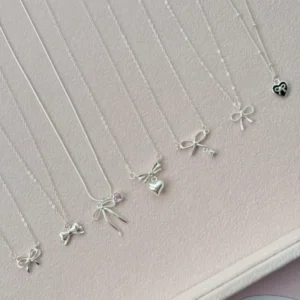RENSINO New Designer Silver Butterfly Bow Knot 3D Girl Jewelry Necklace for Gift