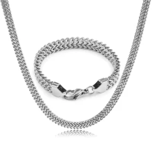 RENSINO New Designs Silver Plated Simple Necklace Stainless Steel Men Jewelry