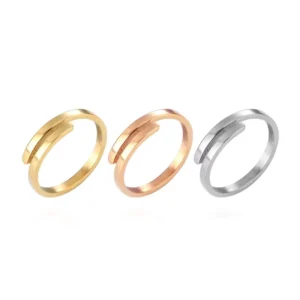 RENSINO New Designs Stainless Steel Engraved Personalized Finger Ring Adjustable Simple Rings