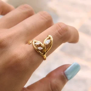 RENSINO New Exquisite Zirconium Stainless Steel Open-ended Ring Fashionable and Elegant Women’s Party Jewelry