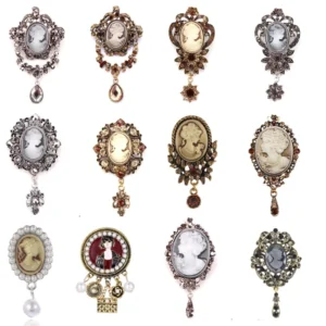 RENSINO New Fashion Alloy Plating Rhinestone Beauty Head Brooch Palace Socialite Retro Corsage Unisex Clothing