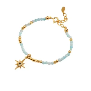 RENSINO New Fashion Beaded Jewelry Quartz Jade Crystal 18k Gold 925 Sterling Silver Eight Pointed Star Bracelet