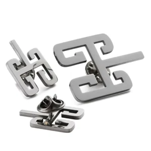 RENSINO New Fashion Brooches Logo Hollow Cut Custom Brooch 2d Stainless Steel Silver Metal Brooch for Souvenir Gifts