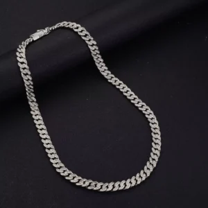 RENSINO New Fashion Cuban Chain Rhinestone Necklace Gold Silver Plated Hip Hop Jewelry for Women Men