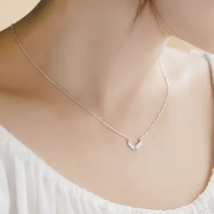 RENSINO New Fashion Jewelry Chain 925 Silver Angel Crystal Necklace for Women