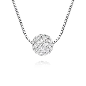 RENSINO New Fashion Jewelry Chain 925 Silver Ball Crystal Necklace for Women