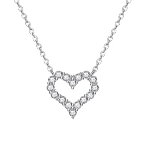RENSINO New Fashion Jewelry Chain 925 Silver Heart Zircon Necklace For Women