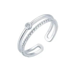 RENSINO New Fashion Simple Design Pure Adjustable Silver Double Band Rings