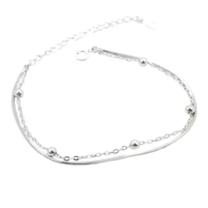 RENSINO New Fashion Simple Personality Sweet Jewelry Beautiful 925 Silver Double Bracelet Women