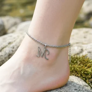 RENSINO New Fashion Stainless Steel Waterproof 26-letter Pendant Anklet Chain for Summer