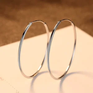 RENSINO New Fashion Women Jewelry S925 Silver Retro Temperament Simple Exaggerated Earrings Female Round Ear Buckle Hoop Earring