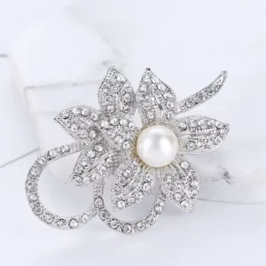 RENSINO New Flower Brooch Gold and Silver Brooches Women Pearl
