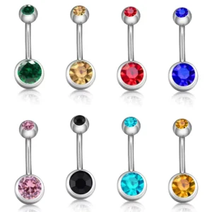 RENSINO New G23 Titanium Crystal Belly Ring Titanium Simple Belly Piercing Jewelry F136 Titanium Belly Ring