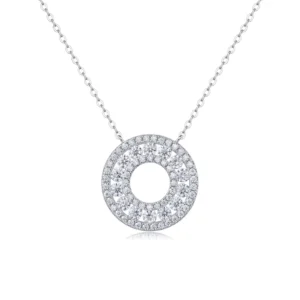 RENSINO New High End Luxury Fashion Versatile S925 Sterling Silver Moissanite Plated White Gold Pendant Collarbone Necklace