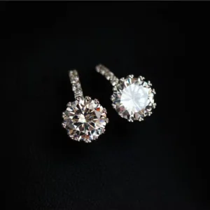 RENSINO New Hot Fashion 925 Sterling Silver Crystal Temperament Earrings for Women Girls Gift Fashion Statement Jewelry