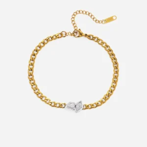 RENSINO New INS 18k Gold Plated Tarnish Free French Lucky Grass Tear Zircon Design Clavicle Anklet Necklace Bracelet Set