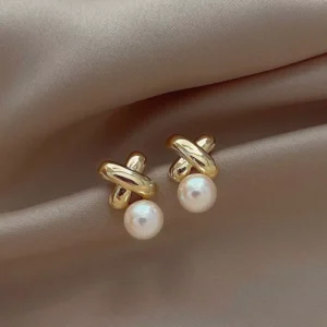 RENSINO New Korean Style Classic Zinc Alloy Pearl Stud Earrings Small Fresh Elegant All-match Party Women’s Jewelry