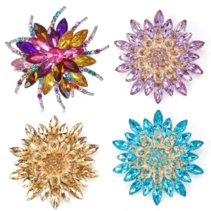 RENSINO New Large Flower Crystal Brooch for Men and Women Exquisite Rhinestone Brooch Scarf Clip High-quality Jewelry and Gift