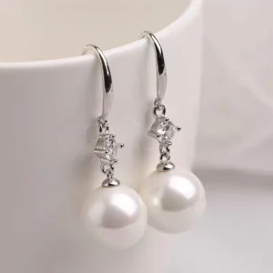 RENSINO New Luxury Drop Earrings Rose Liu Yifei Imitation Pearl Elegant Trendy Alloy 18K Gold Plated Crystal Rhinestone Water