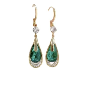 RENSINO New Luxury Trendy Purple Water Drop Crystal Earrings Alloy Water Drop Style for Wedding Party Gift for Women