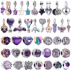 RENSINO New Manufacturer 100% Genuine S925 Silver Jewelry Purple Series Circular Heart shaped Charm Pendant