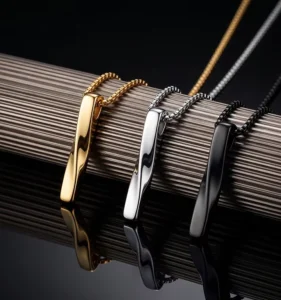 RENSINO New Minimalist Spiral Rectangle Pendant Necklace For Men Hip Hop Fashion Gold Plating Link Chain Necklace Trends