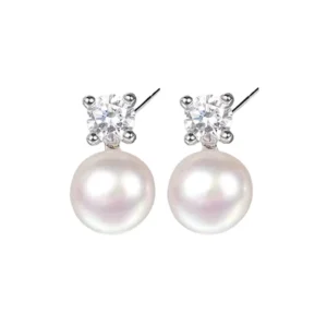 RENSINO New Modern Jewelry Sterling Silver Pearl Earrings Trendy Light Luxury Simple Suitable for Sending Girlfriends