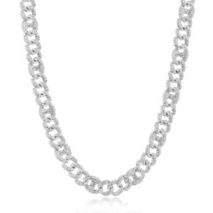 RENSINO New Produce 925 Sterling Silver Personalized Cuban Chain Design Fine Jewelry Zircon Cuban Necklace for Men