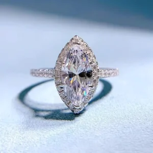 RENSINO New S925 Silver Mosan Diamond Ring Korean Horse-eye Wedding Luxury Temperament Jewelry