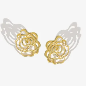 RENSINO New S925 Silver Woven Rose Earrings for Women Niche Simple High quality Exquisite of Wedding Jewelry