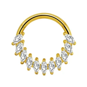 RENSINO New Stainless Steel Gold Silver Plated Septum Nose Ring Spike Zircon Nose Piercing Body Jewelry Earrings Jewelry