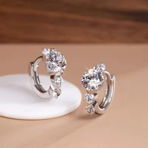 RENSINO New Trendy 925 Sterling Silver Hoop Earrings for Women Super Flash Zircon Casual Temperament