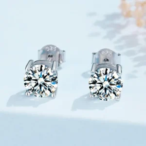 RENSINO New Trendy D VVS Moissanite Diamond 925 Sterling Silver Cut Stud Earrings Fine Christmas Gift in Sizes 5mm 6.5mm 8mm