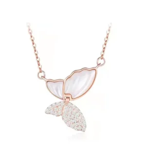 RENSINO New Trendy Fashion 925 Sterling Silver Necklace Luxury Non fading White Zircon butterfly Pendant Women’s Jewelry Trend