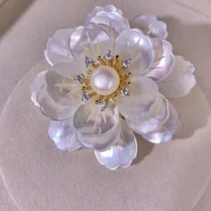 RENSINO New Trendy Luxury 925 Silver Diamond Jewelry Floral Brooches Freshwater Pearl Flower Gold Royal Brooch for Women