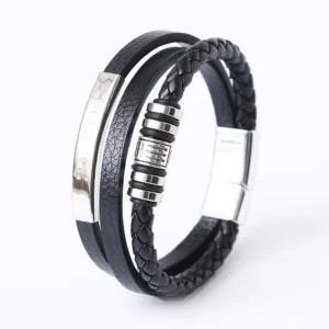 RENSINO New Unisex Multi Layer Stainless Steel Titanium Magnetic Buckle Bracelet Classic and Fashionable Charm Bracelets for Men