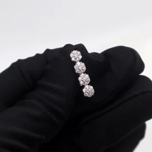 RENSINO New Women’s 925 Sterling Silver Trendy Inverted Navel Barbell Plum Blossom Fully Paved CZ Navel Piercing Jewelry Gift