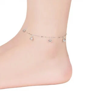 RENSINO New Women’s Rhinestone Bell Anklet Copper Plated Silver Fashion Ethnic Style Individually Packaged Jewelry